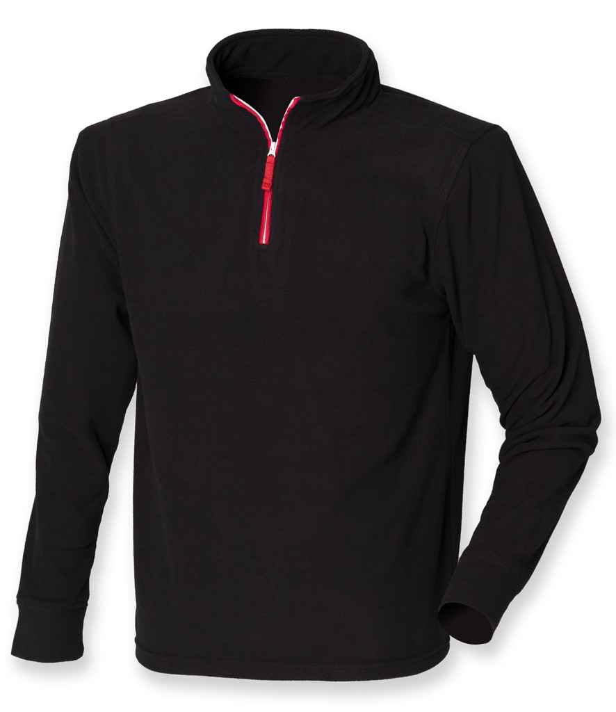 [LV570 BK/RD XS] Finden + Hales Zip Neck Piped Micro Fleece (Black/Red, XS)