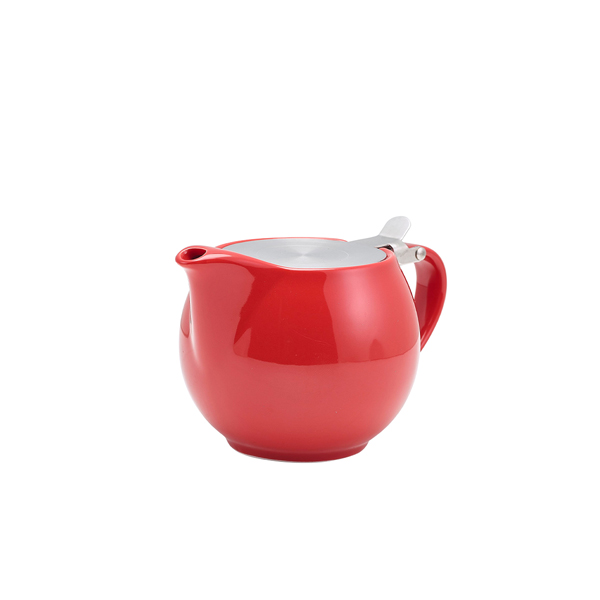 [BC-N395950R] GenWare Porcelain Red Teapot with St/ St Lid & Infuser 50cl/ 17.6oz (Pack of 6)