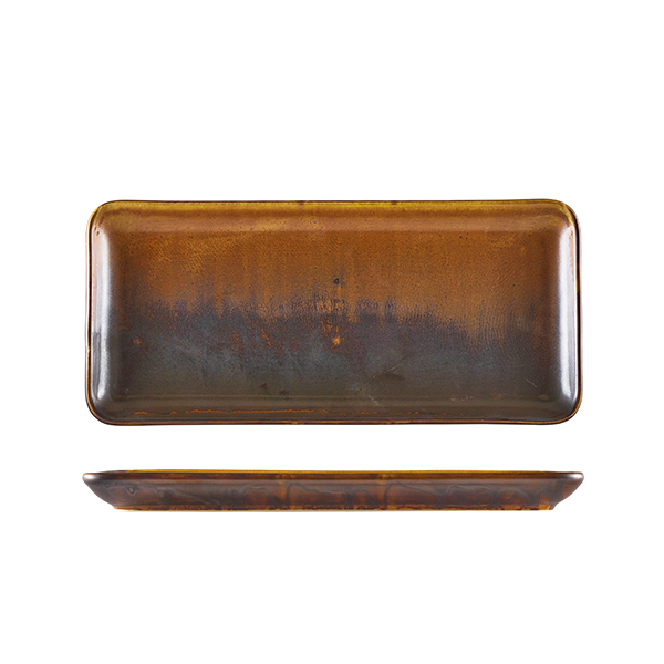 [BC-NNR-PRC30] Terra Porcelain Rustic Copper Narrow Rectangular Platter 31 x 14cm (Pack of 6)