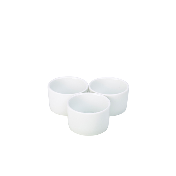 [BC-NRAMCON9-W] Genware Porcelain Contemporary Smooth Ramekin 9cm/ 3.5" (Pack of 6)