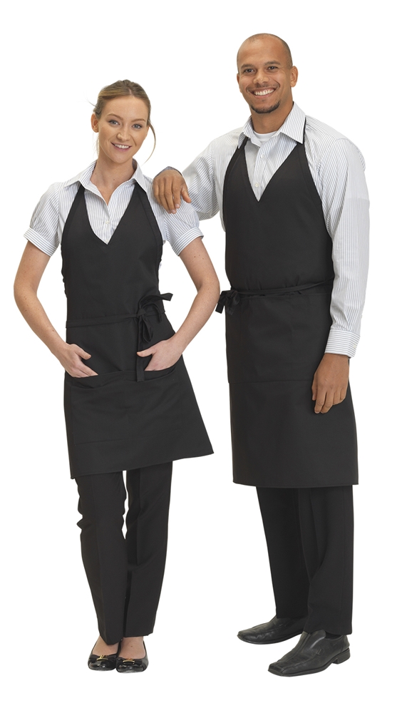 [DP72C/L] Dennys Black V-Neck Apron