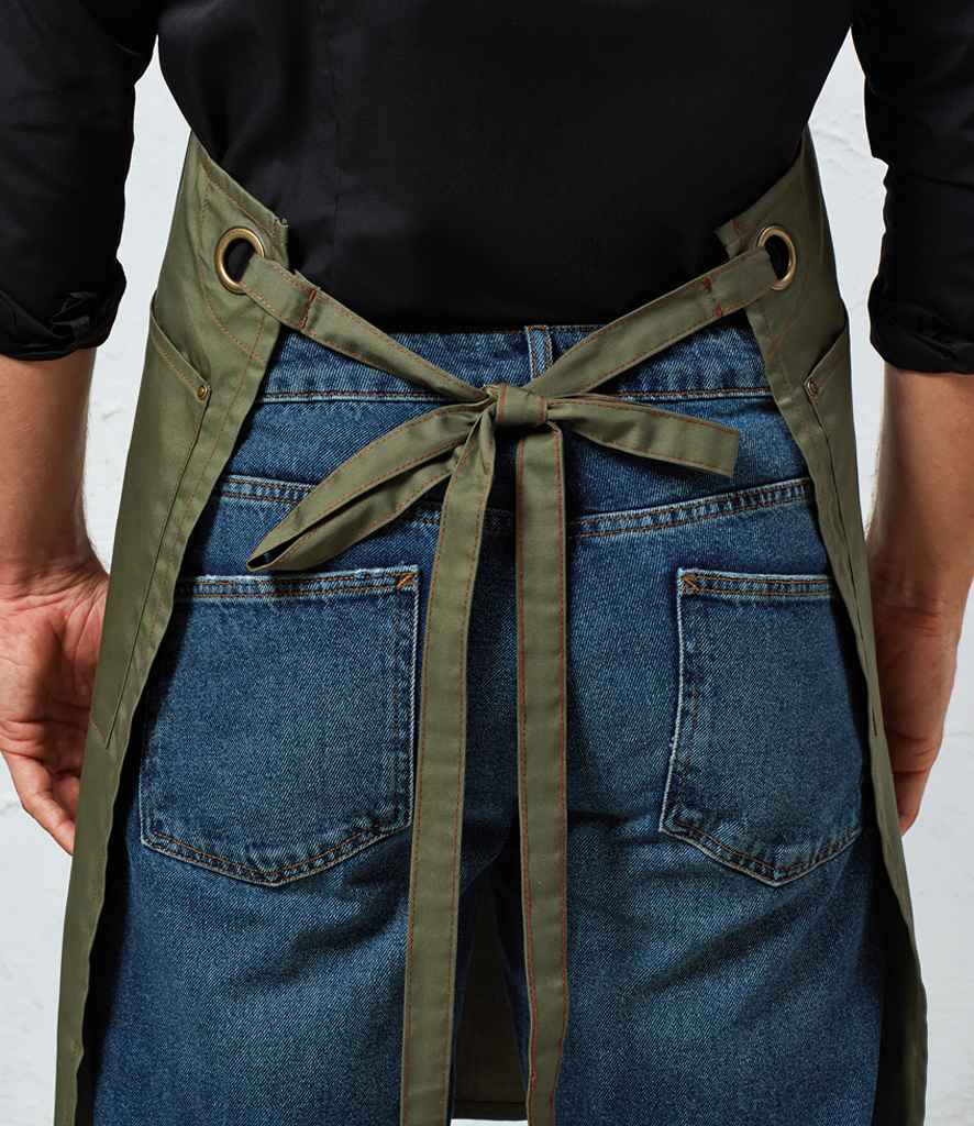 [PR121] Premier Barley Contrast Stitch Bib Apron