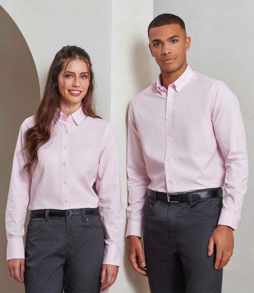 [PR338] Premier Ladies Long Sleeve Striped Oxford Shirt