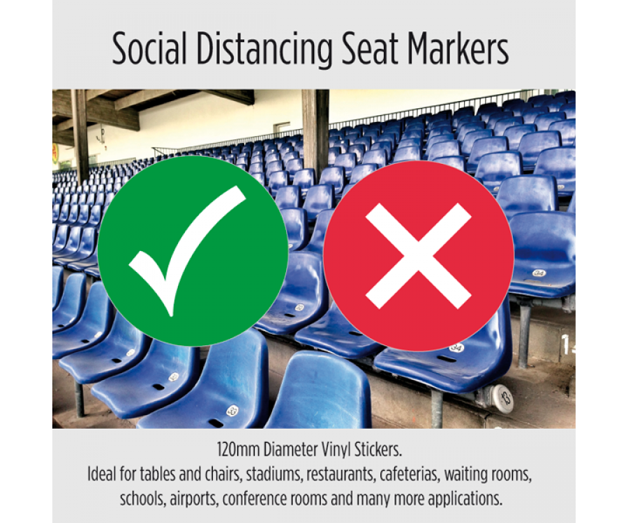 Social Distancing seat markers. Packs of 10