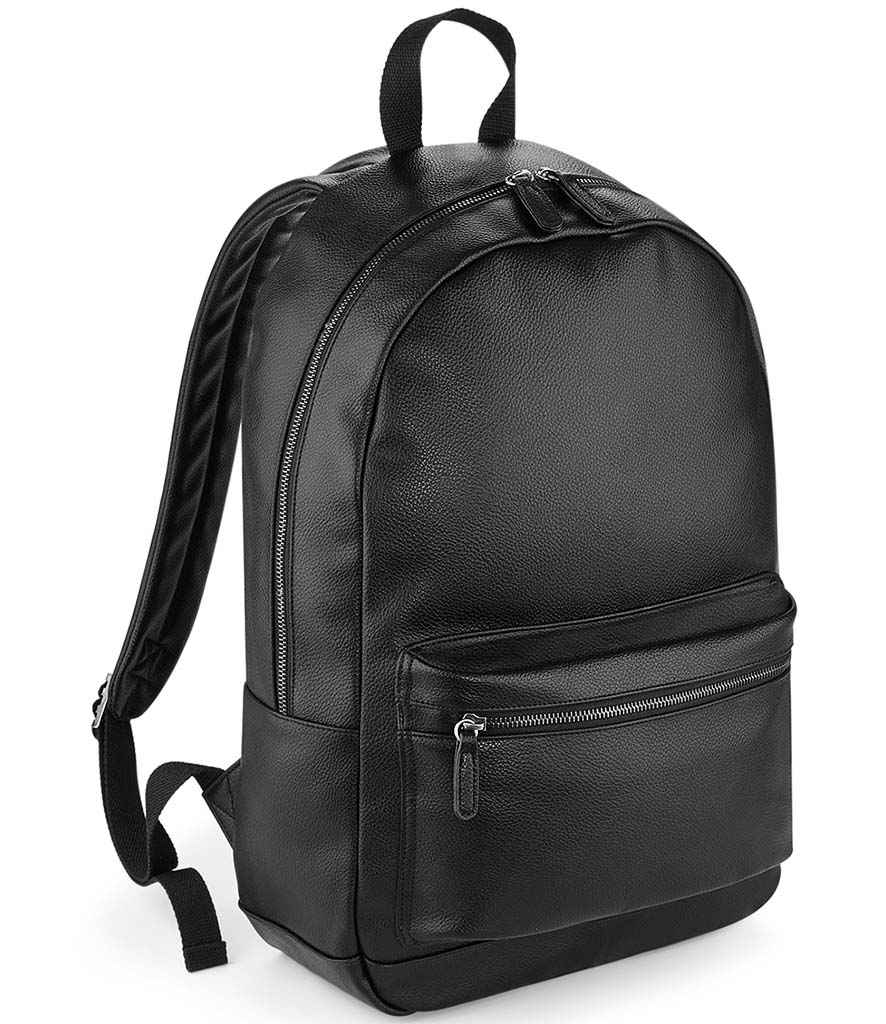 [BG255 BLK ONE] BagBase Faux Leather Backpack