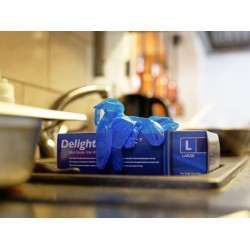 Delight Blue Vinyl Gloves Powder Free (pack of 100) Delight Blue Vinyl Gloves Powder Free (pack of 100)