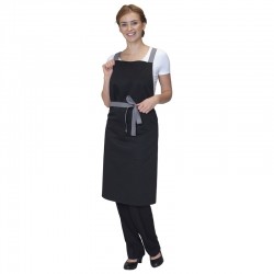 Apron With Grey Ties Crossover Apron With Grey Ties Crossover
