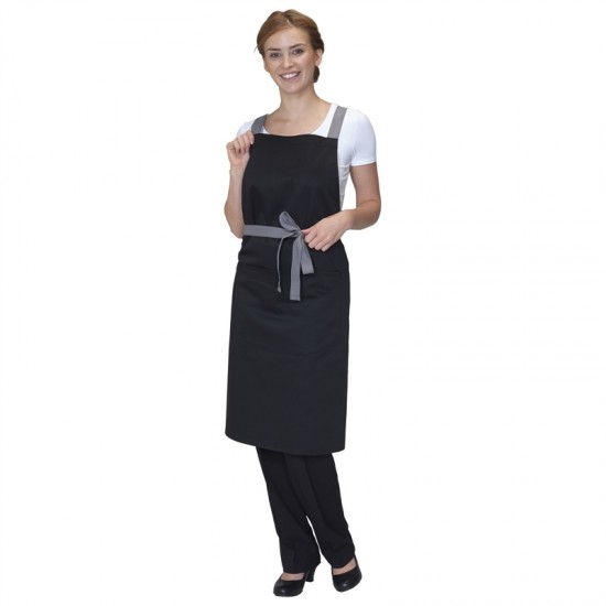Apron With Grey Ties Crossover Apron With Grey Ties Crossover