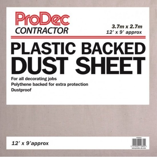 Polythene Backed Dust Sheet 12' x 9' Cotton Twill Polythene Backed Dust Sheet 12' x 9' Cotton Twill