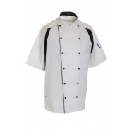 Le Chef Staycool white chefs jacket - black panels (DE11A) Le Chef Staycool white chefs jacket - black panels (DE11A)