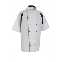 Le Chef Staycool white chefs jacket - black panels (DE11A) Le Chef Staycool white chefs jacket - black panels (DE11A)