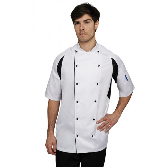 Dennys Hardwearing white chefs jacket - graphite panels (DE11GH)