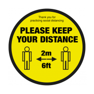 Please keep your distance text & symbol floor graphic