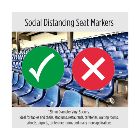 Social Distancing seat markers. Packs of 10