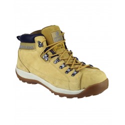 Safety Boots Honey Nubuck Mid Height, Padded Top Hiker Style Safety Boots Honey Nubuck Mid Height, Padded Top Hiker Style