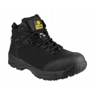 Safety Boots Black Waterproof Hiker Style. Loop Lacing Safety Boots Black Waterproof Hiker Style. Loop Lacing