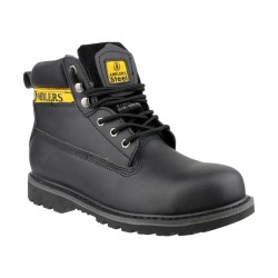 Black Welted Safety Boots, Padded Top Black Welted Safety Boots, Padded Top