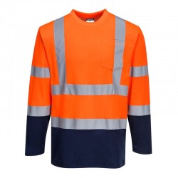 Two-Tone Long Sleeved Cotton Comfort T-Shirt Two-Tone Long Sleeved Cotton Comfort T-Shirt