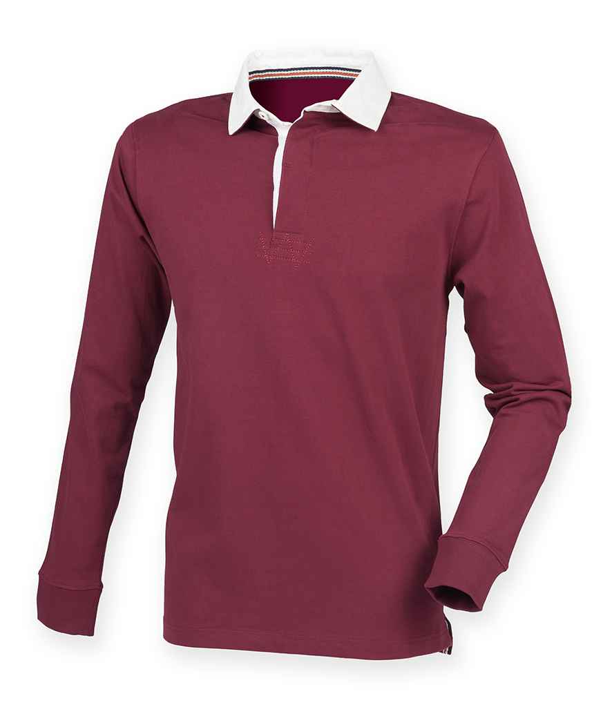 [FR104 DBG XS] Front Row Premium Superfit Rugby Shirt (Deep Burgundy, XS)