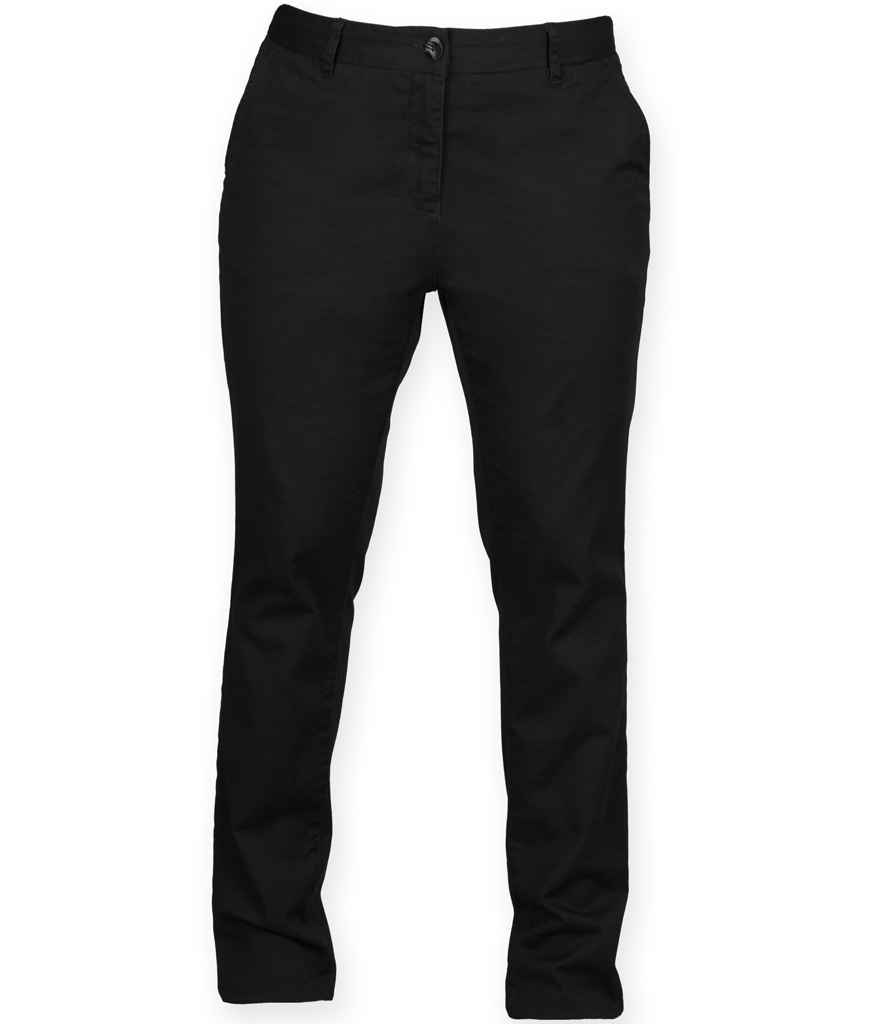 [FR622 BLK XS/8] Front Row Ladies Stretch Chino Trousers (Black, XS/8)