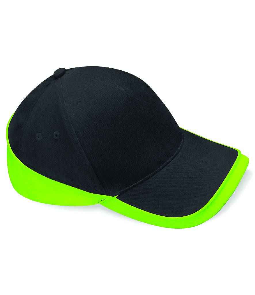 [BB171 BK/LM ONE] Beechfield Teamwear Competition Cap (Black/Lime Green)