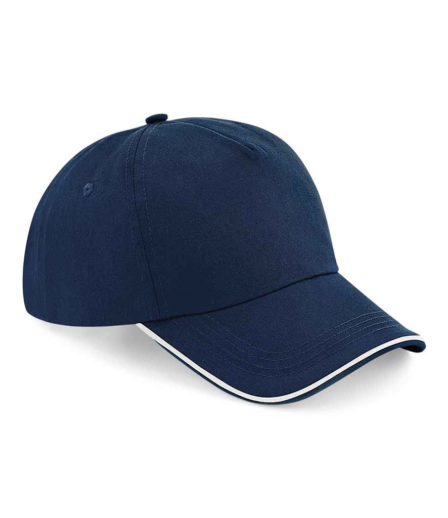 [BB25C FN/WH ONE] Beechfield Authentic Piped 5 Panel Cap (French Navy/White)