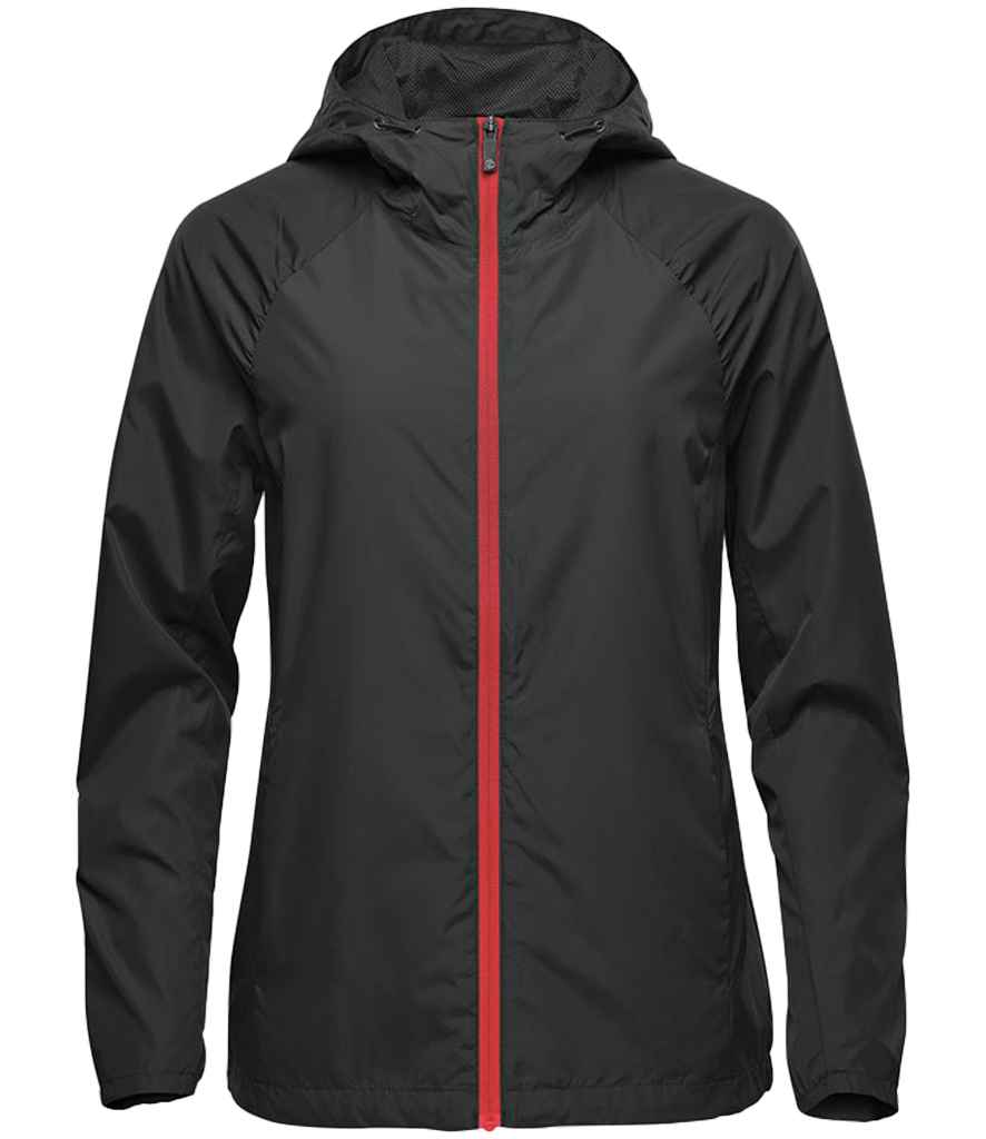 [KXT2W BK/BR XS] Stormtech Ladies Pacifica Wind Jacket (Black/Bright Red, XS)