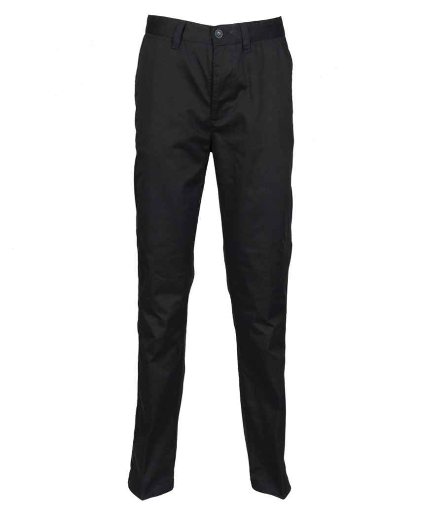 [H641 BLK 8/R] Henbury Ladies 65/35 Flat Fronted Chino Trousers (Black, 8/R)