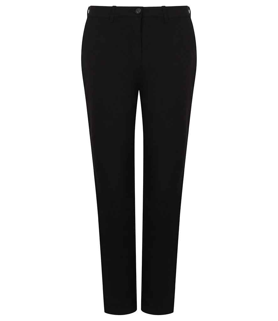 [H651 BLK 8/R] Henbury Ladies Stretch Chino Trousers (Black, 8/R)
