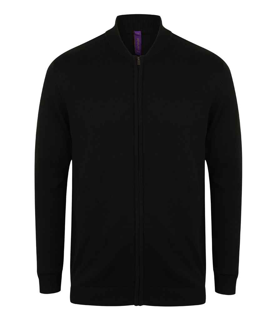[H718 BLK XXS] Henbury Unisex Zip Through Cardigan (Black, XXS)