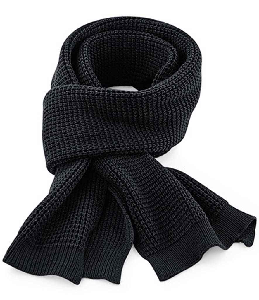 [BB424 BLK ONE] Beechfield Classic Waffle Knit Scarf (Black)