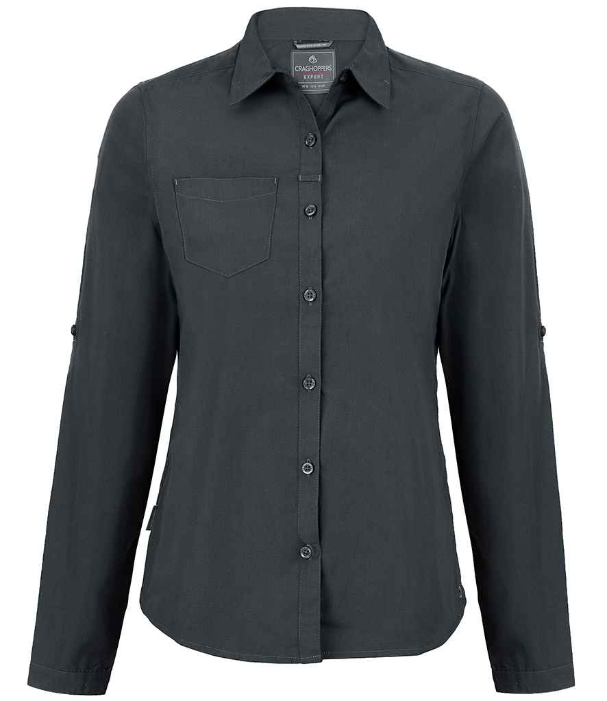 [CR541 CAG 8] Craghoppers Expert Ladies Kiwi Long Sleeve Shirt (Carbon Grey, 8)