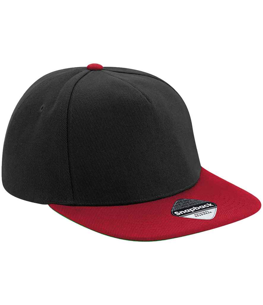 [BB660 BK/RD ONE] Beechfield Original Flat Peak Snapback Cap (Black/Classic Red)
