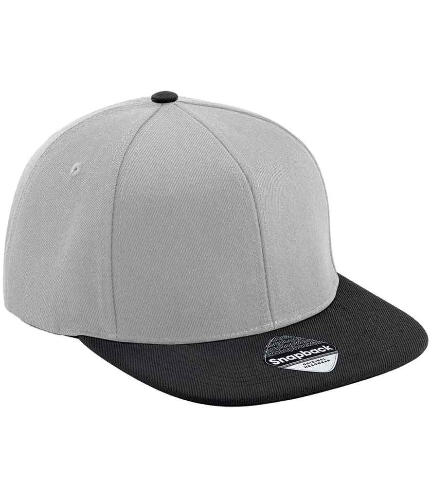 [BB661 GY/BK ONE] Beechfield Original Flat Peak 6 Panel Snapback Cap (Grey/Black)