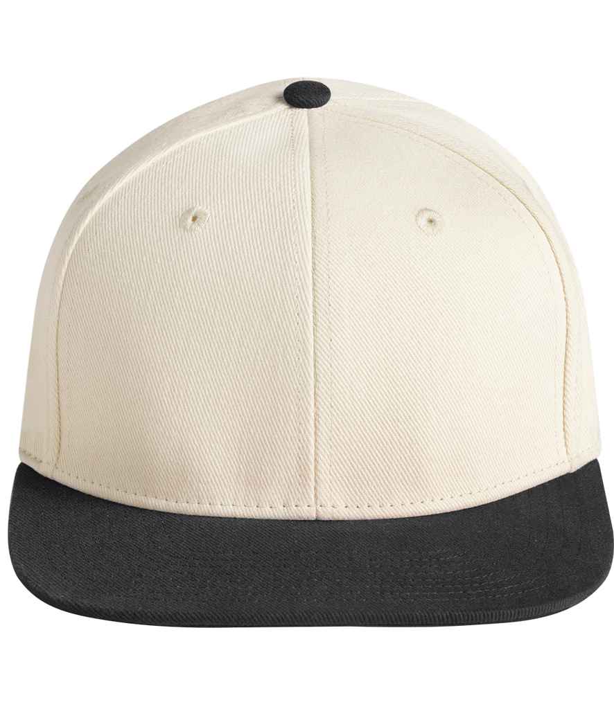 [BB662 NT/BK ONE] Beechfield Contrast Flat Peak 6 Panel Cap (Natural/Black)