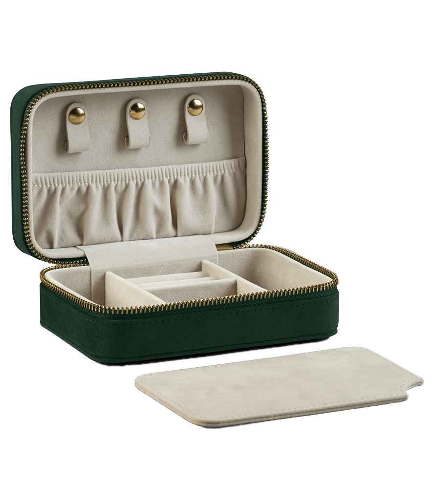 [BG710 DEM ONE] BagBase Velvet Travel Jewellery Box (Dark Emerald)