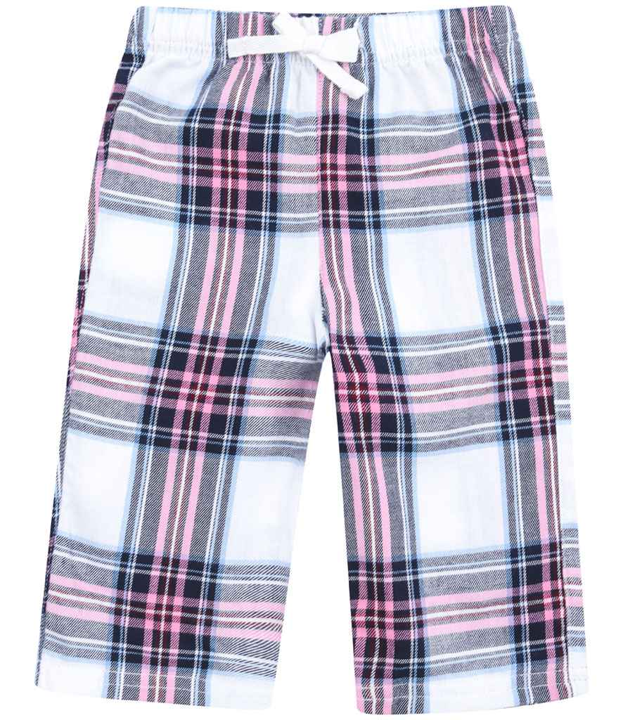 [LW83T WH/PI 0-6] Larkwood Baby/Toddler Tartan Lounge Pants (White/Pink, 0-6)