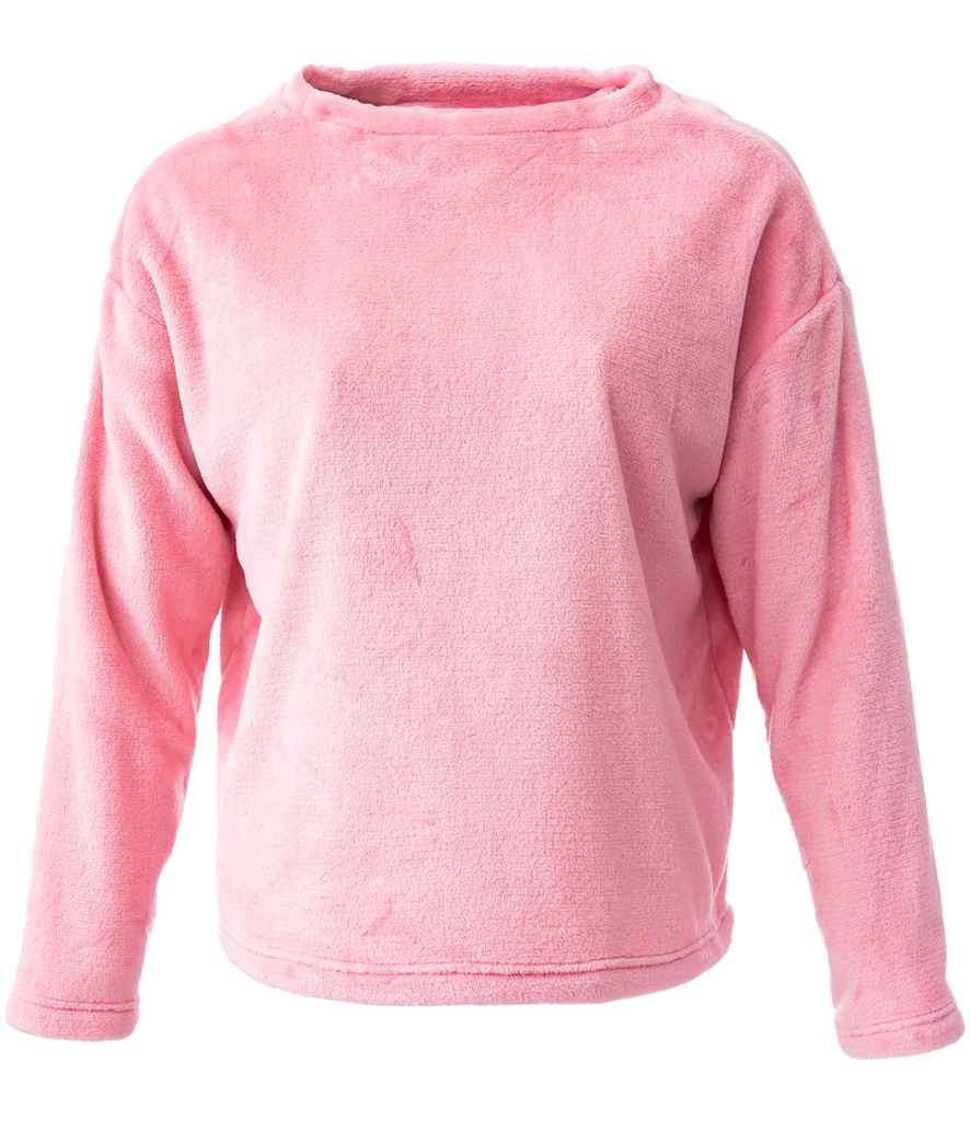 [BH210 BLP 12-14] Brand Lab Ladies Plush Fleece Crew Neck Sweatshirt (Blush Pink, 12-14)