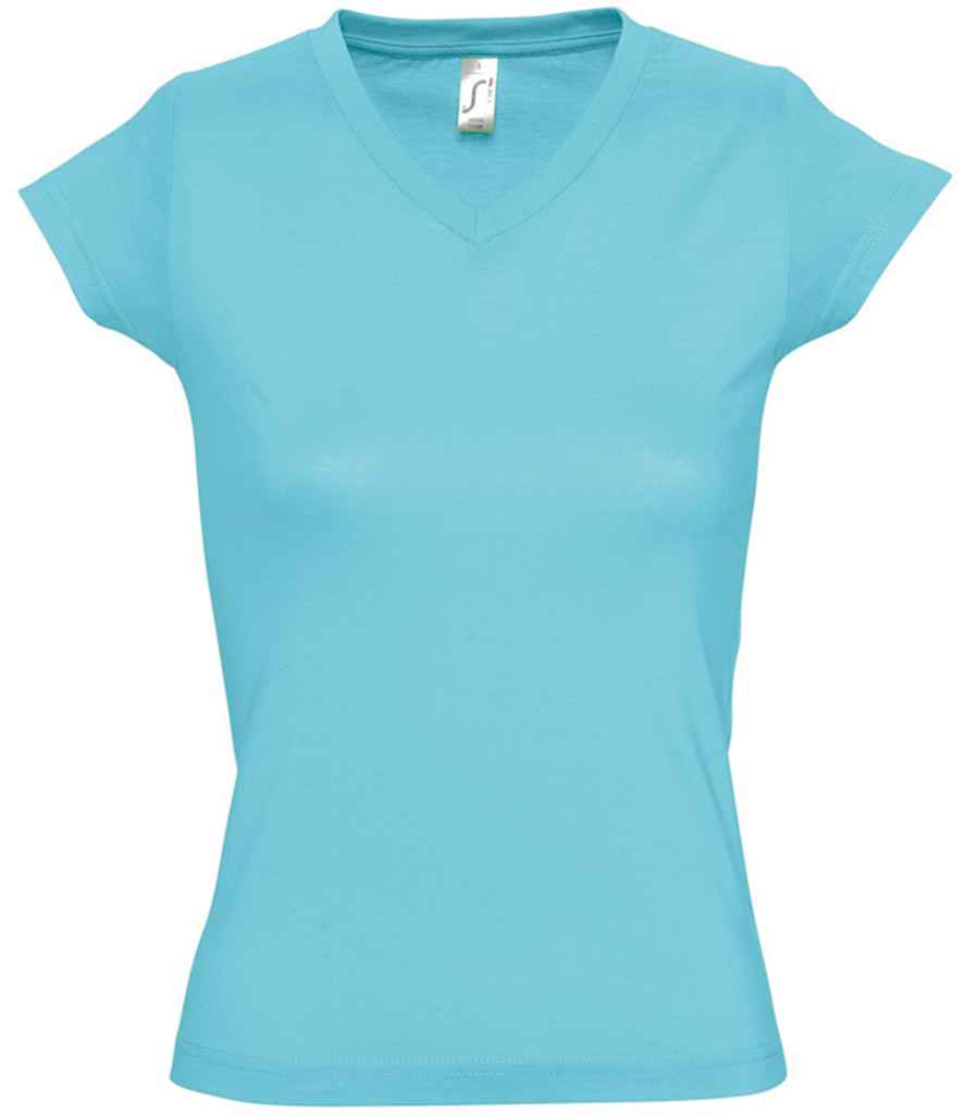 [11388 ATO S] SOL'S Ladies Moon V Neck T-Shirt (Atoll Blue, S)