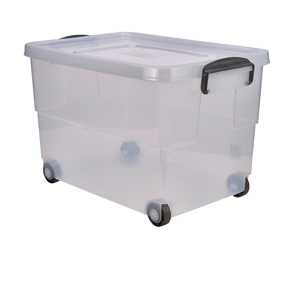Storage Box 60L W/ Clip Handles On Wheels (Pack of 4)
