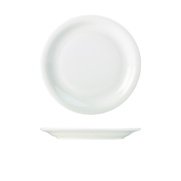 Genware Porcelain Narrow Rim Plate 24cm/ 9.25" (Pack of 6)