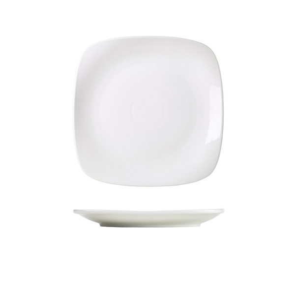 Genware Porcelain Rounded Square Plate 21cm/ 8.25" (Pack of 6)