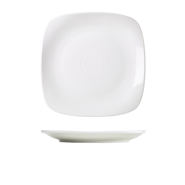 [BC-N184525] Genware Porcelain Rounded Square Plate 25cm/ 9.75" (Pack of 6)