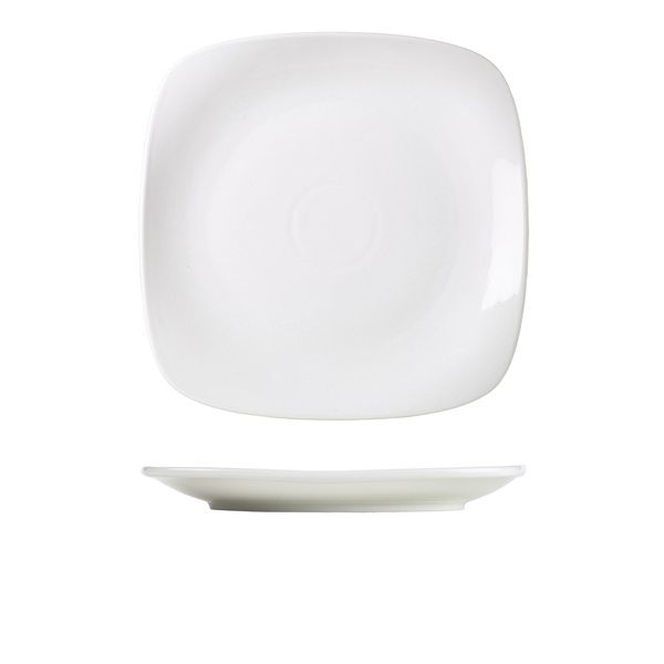 Genware Porcelain Rounded Square Plate 27cm/ 10.5" (Pack of 6)
