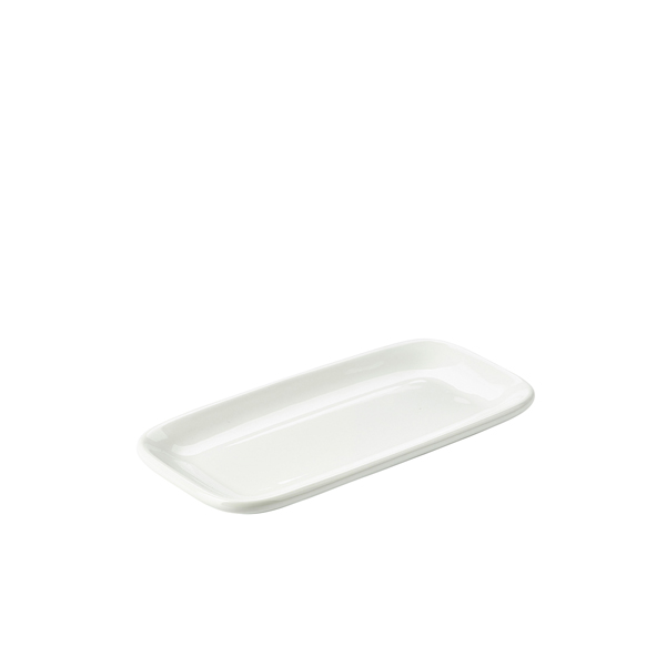 [BC-N184625] Genware Porcelain Rounded Rectangular Plate 24.5 x 12.5cm/ 9.75 x 5" (Pack of 6)