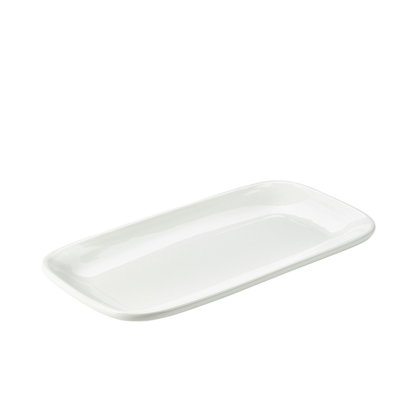 Genware Porcelain Rounded Rectangular Plate 35.5 x 19cm/ 14 x 7.5" (Pack of 3)