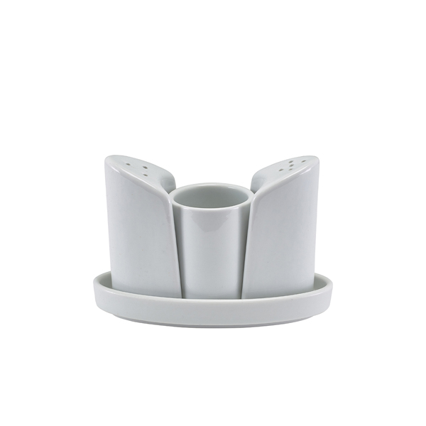 [BC-N306104] GenWare Porcelain 4 Piece Condiment Set (Pack of 6)