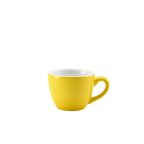 Genware Porcelain Yellow Bowl Shaped Cup 9cl/ 3oz (Pack of 6)