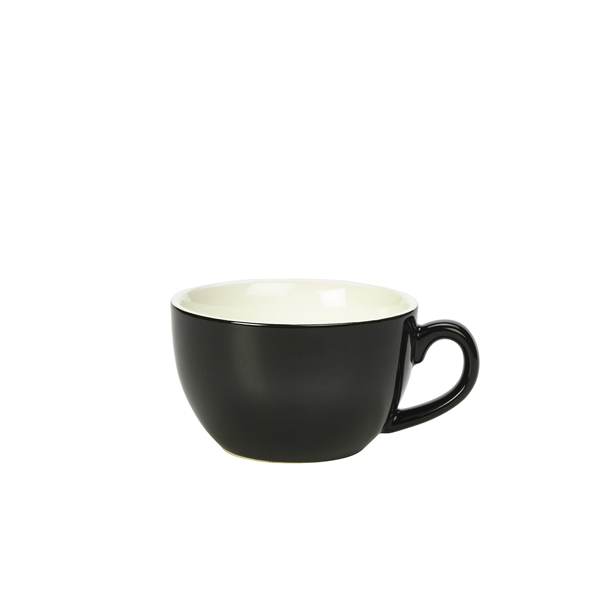Genware Porcelain Black Bowl Shaped Cup 25cl/ 8.75oz (Pack of 6)