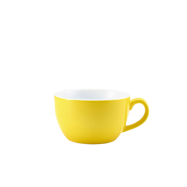 Genware Porcelain Yellow Bowl Shaped Cup 25cl/ 8.75oz (Pack of 6)